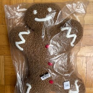 NEW Pottery Barn Mr. Spice Teddy‎ Faux Fur Gingerbread Pillow Christmas
